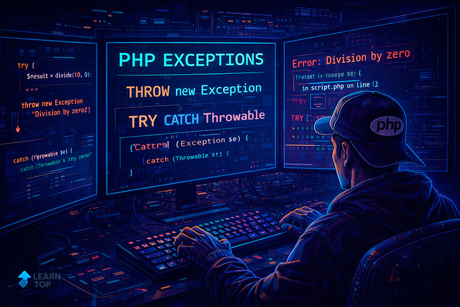 Исключения в PHP try catch, throw и обработка ошибок